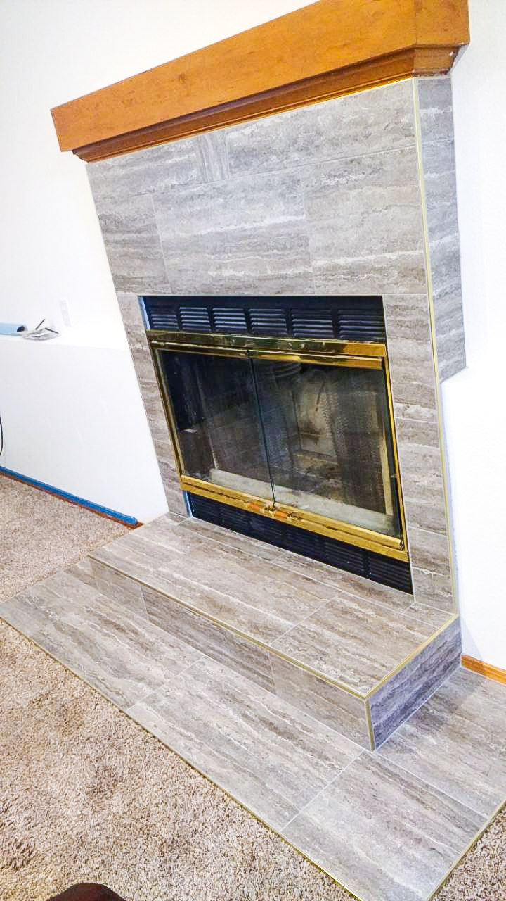 Stone Tile Fireplace Surround